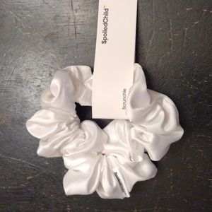 NWT Spoiled Child White Satin Scrunchie Hair Accessory!!
